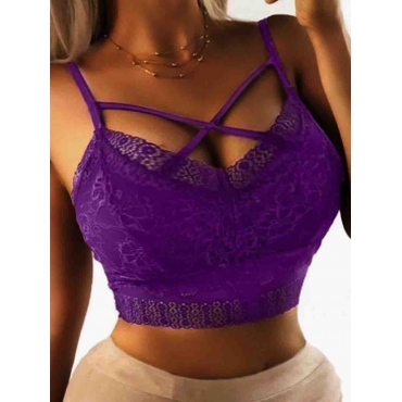 

LW SXY Plus Size Lace Cross Strap Bra, Purple