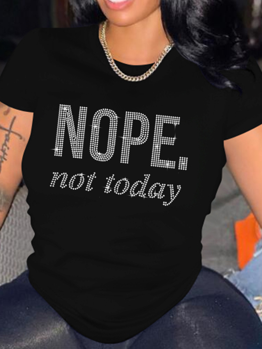 LW Plus Size Rhinestone Letter Print T-shirt