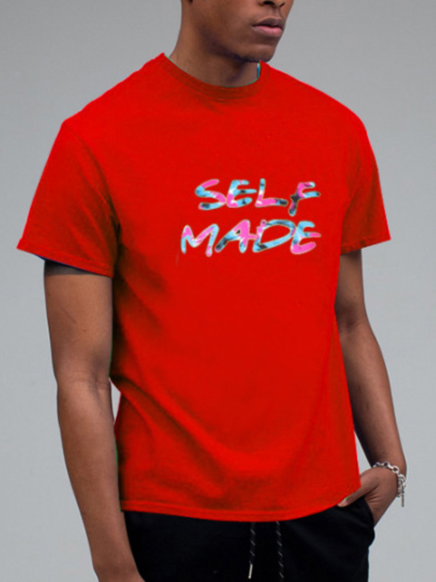 

LW Men Self Made Letter Print T-shirt, Red