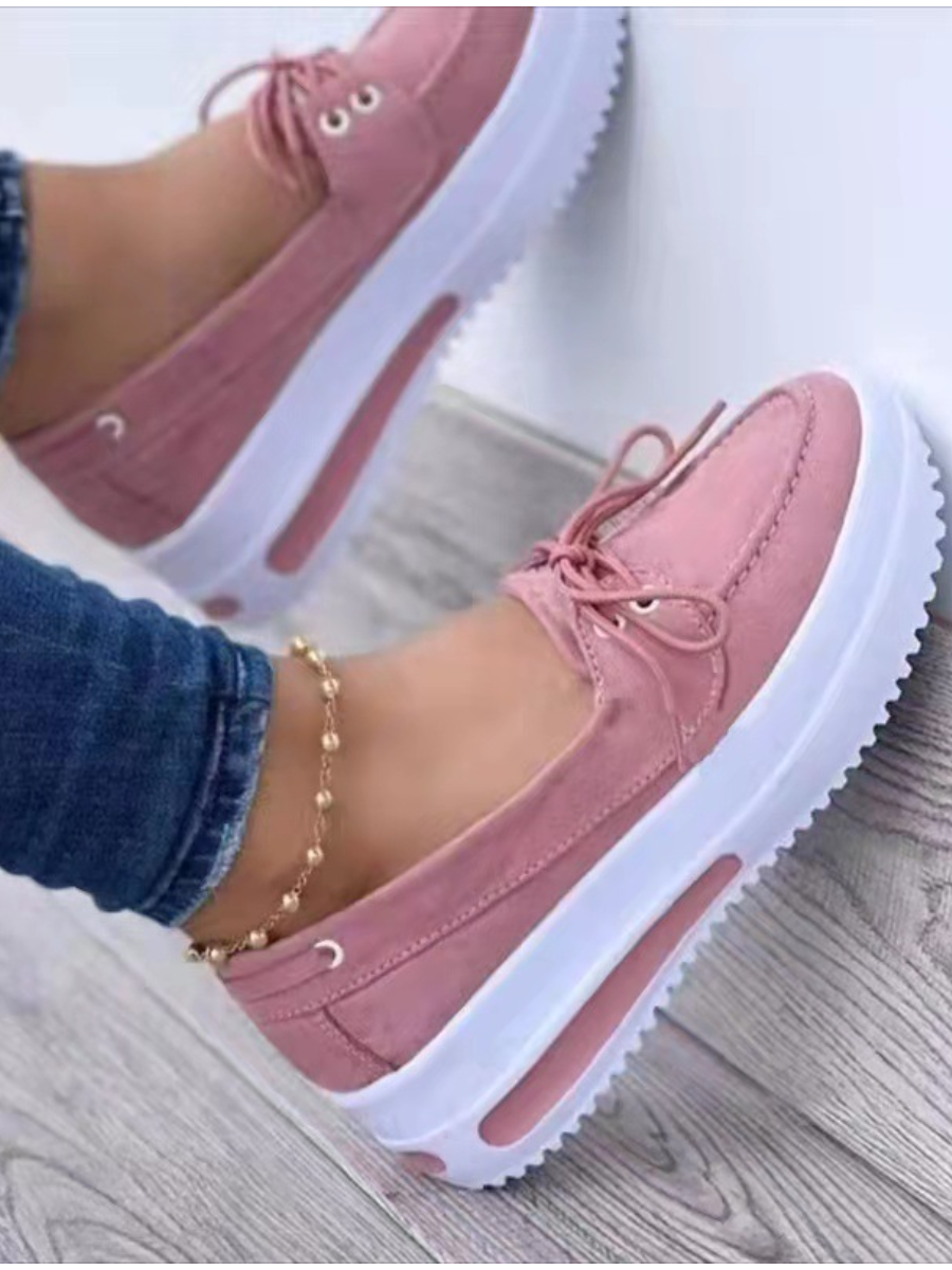 

LW Round Toe Lace-up Flats, Pink