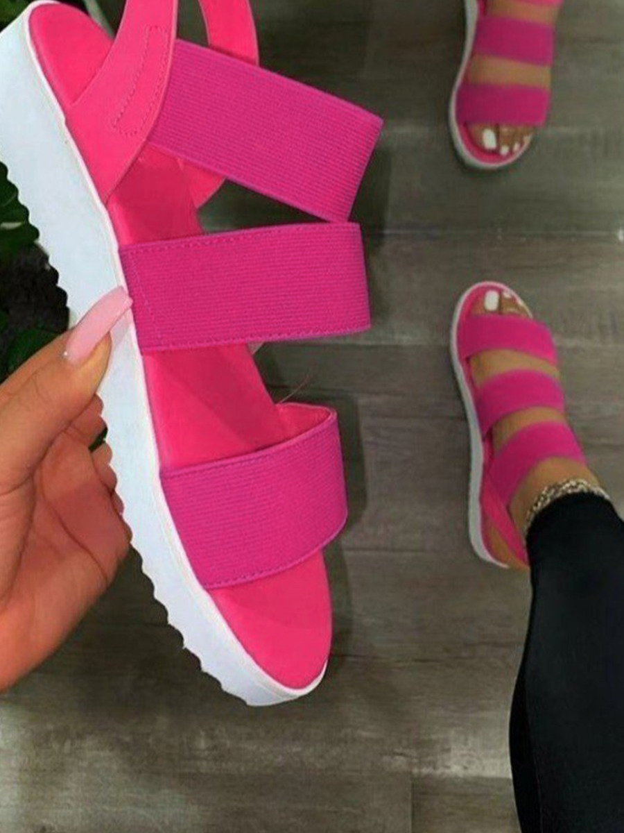 LovelyWholesale Casual Bandage Design Rose Red Sandals Summer Casual Bandage Design Spring Summer 2024