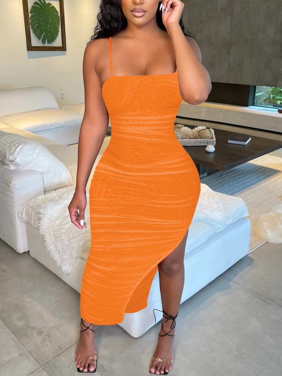 

LW SXY Cami Slit Bodycon Dress, Orange