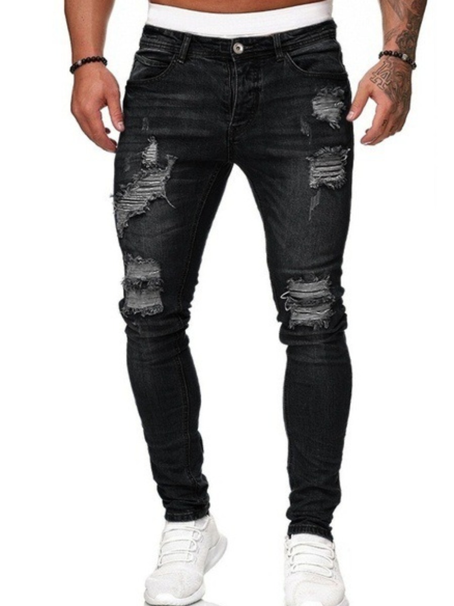 LovelyWholesale Men Ripped High Stretchy Jeans Spring|Fall Street Ripped Spring Summer 2024