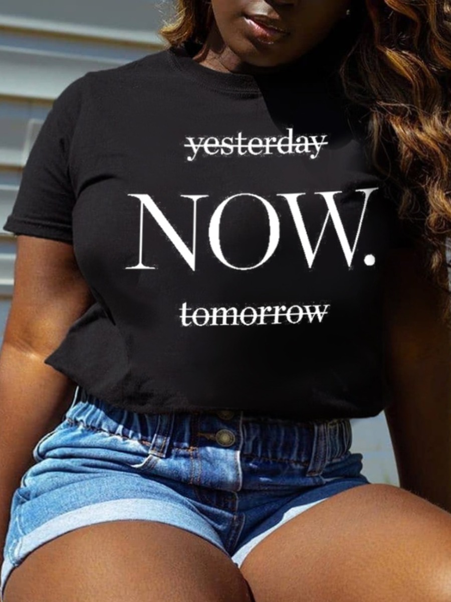 

LW Now Letter Print T-shirt, Black