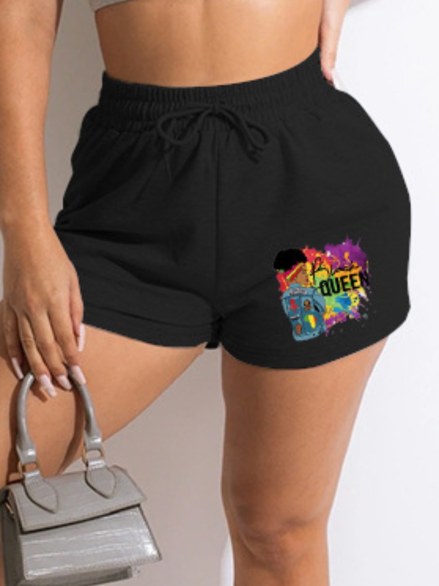 

LW Queen Figure Print Shorts, Black