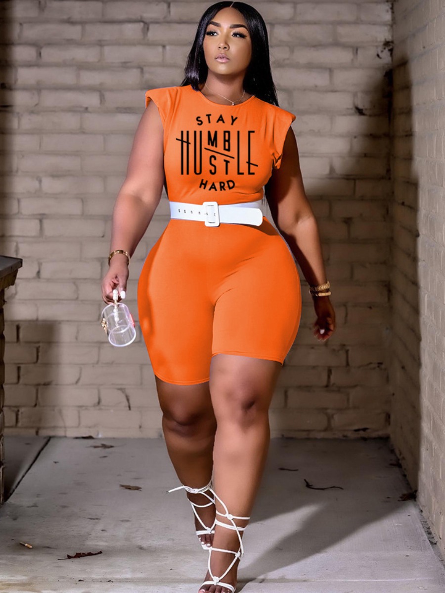 LW Plus Size Stay Humble Letter Print Romper