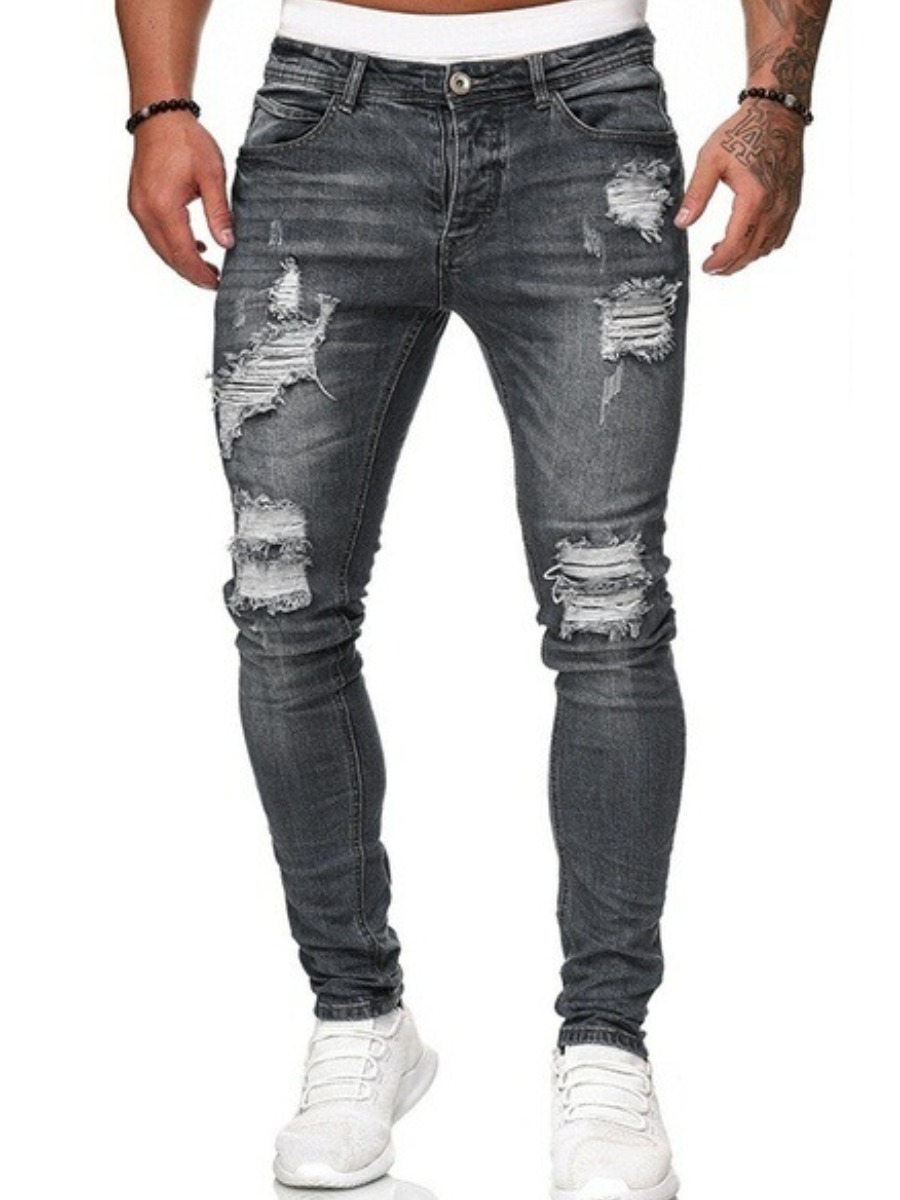 LW Men Ripped High Stretchy Jeans