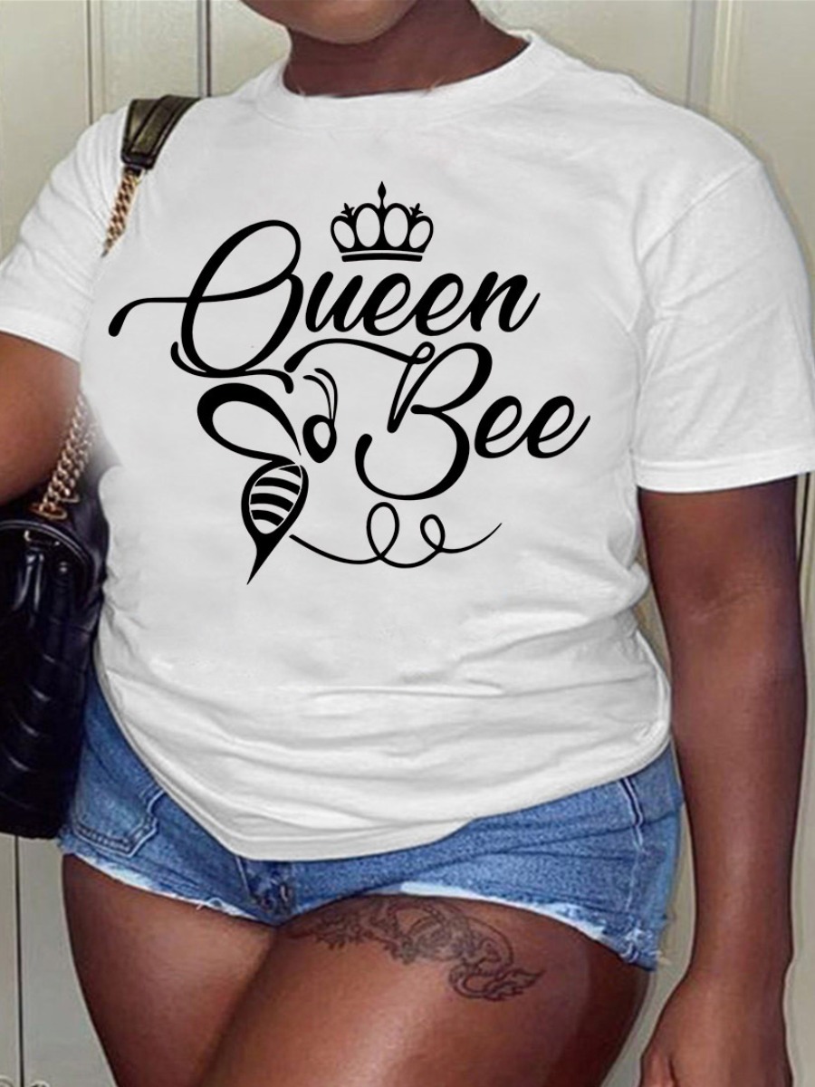 

LW Queen Letter Print T-shirt, White