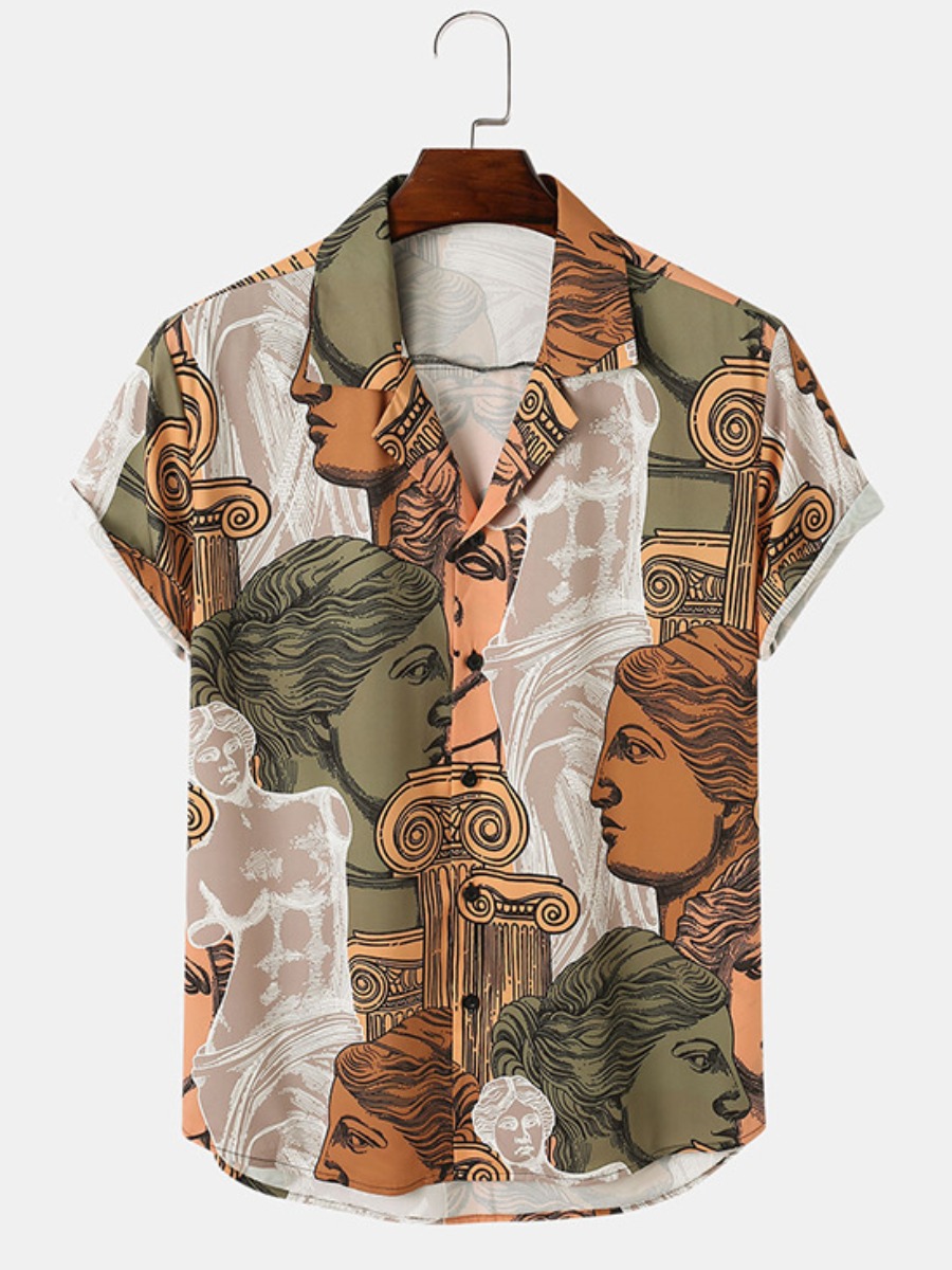 

LW Men Figure Print Regular Fit Shirt, Brown