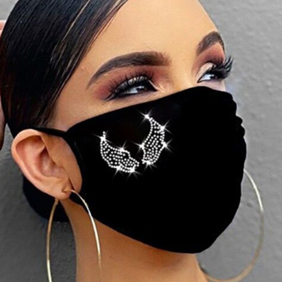 

LW Rhinestone Decor Face Mask, Silver