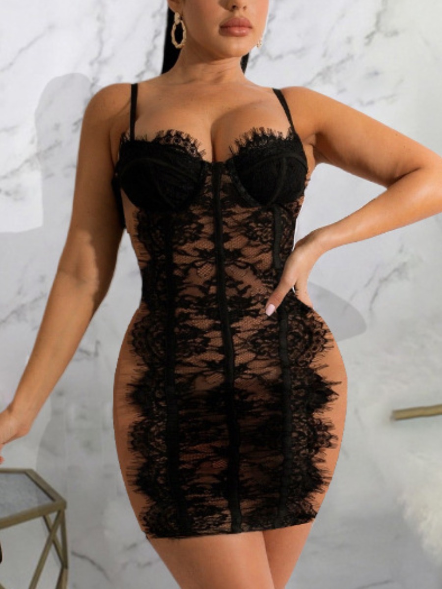 

LW Lace Bodycon Cami Dress, Black
