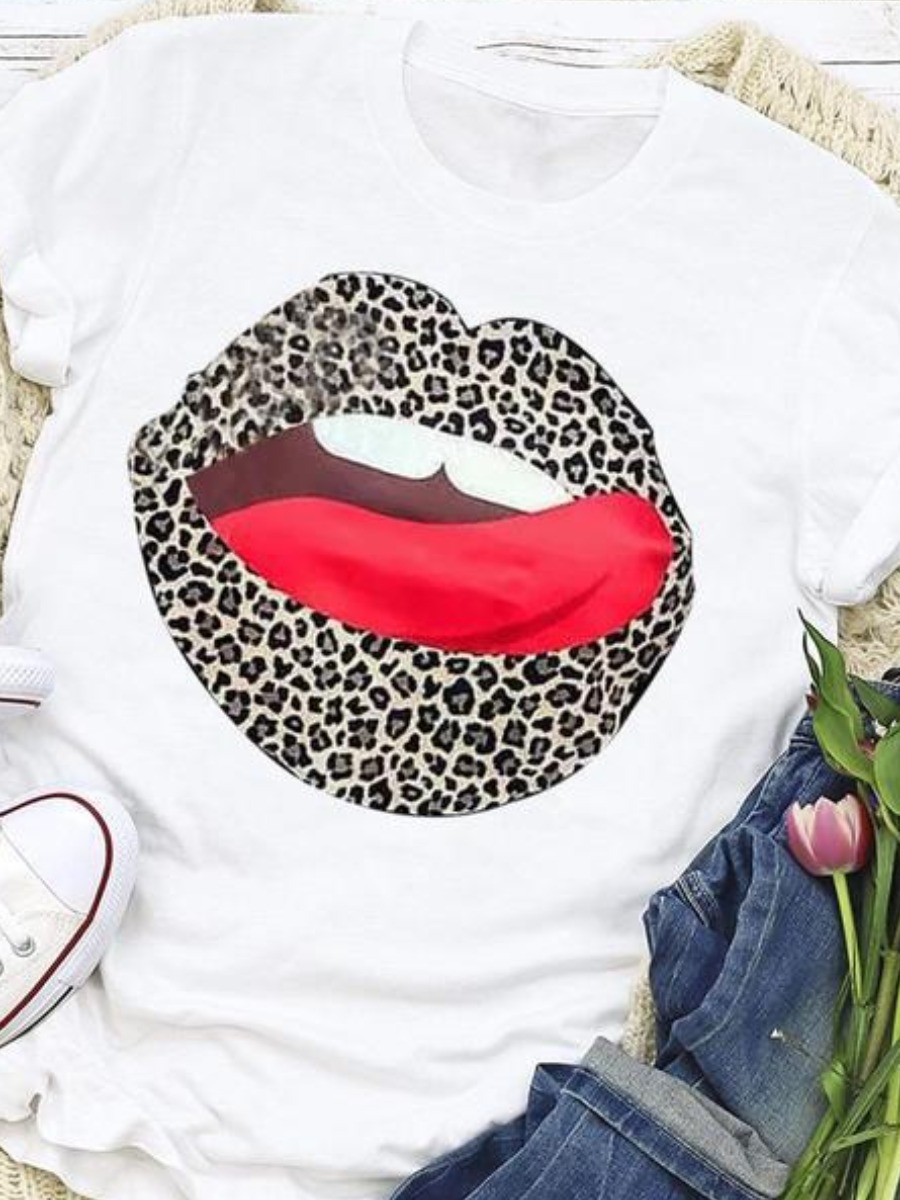 LW Leopard Lip Print T-shirt