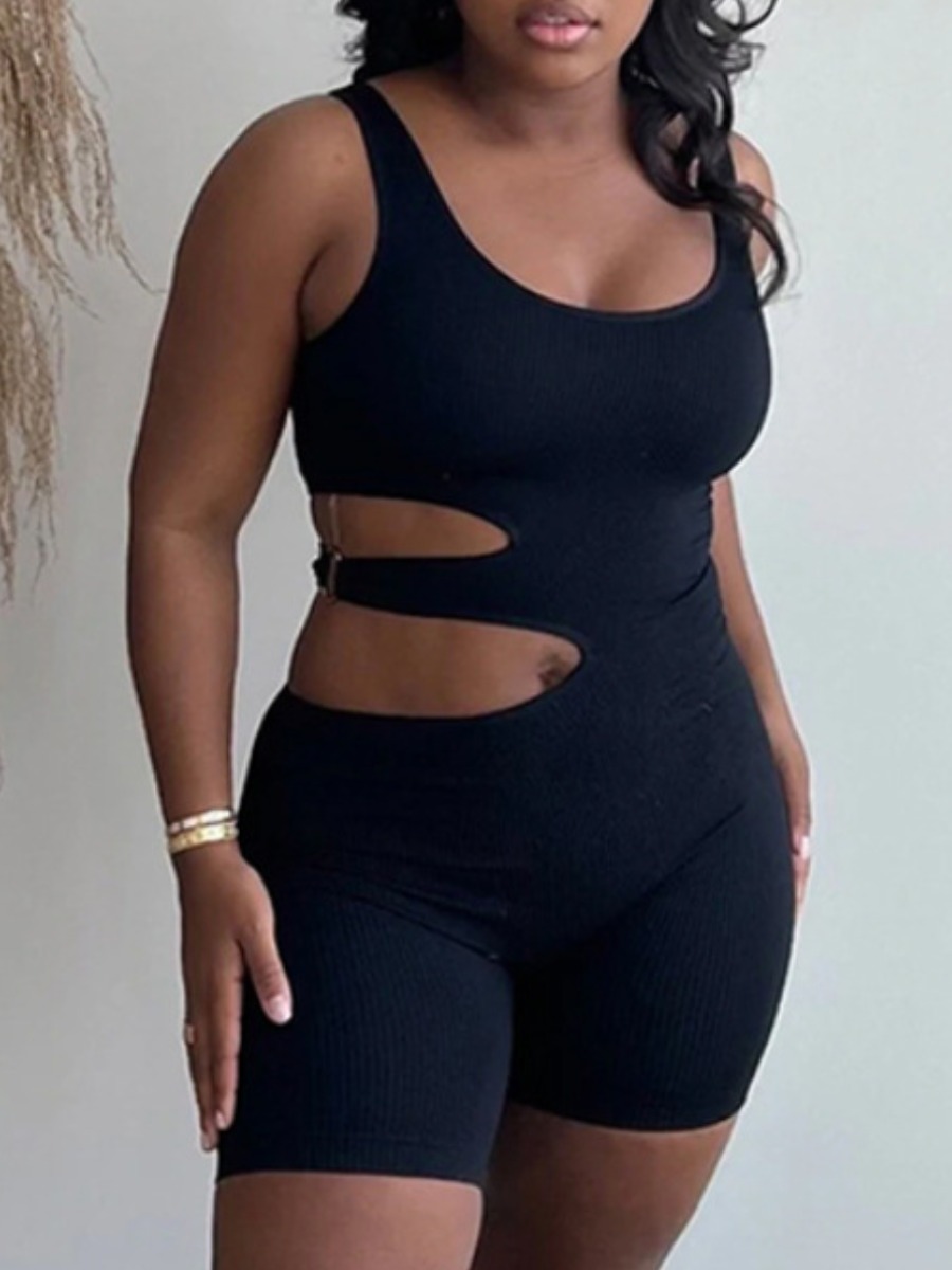 

LW SXY Plus Size Cut Out Cami Romper, Black