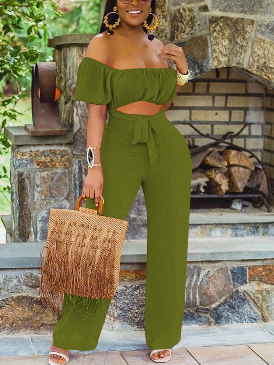 

LW Off The Shoulder Cut Out Jumpsuit, Green