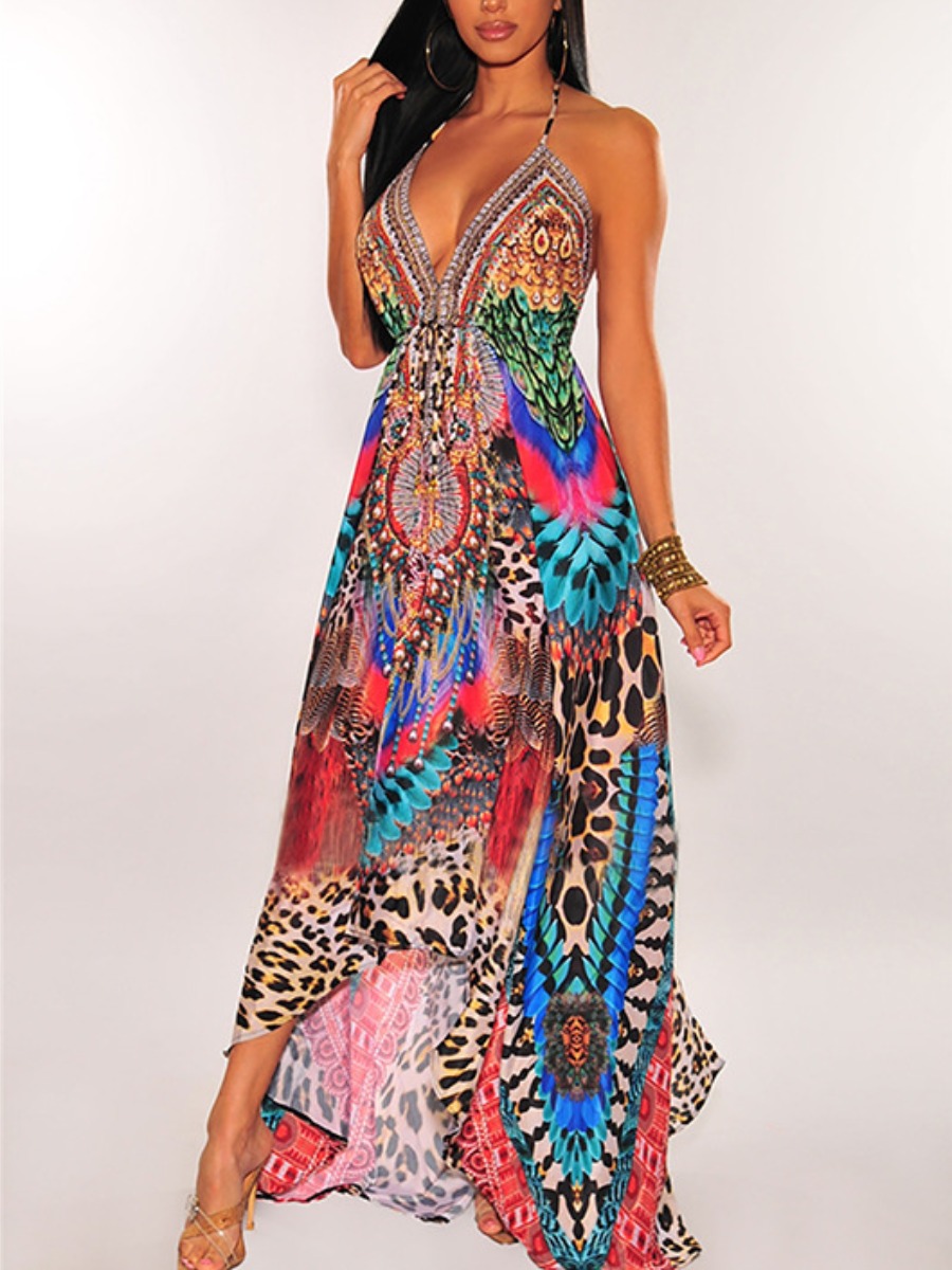 

LW SXY Leopard Print Backless A Line Dress