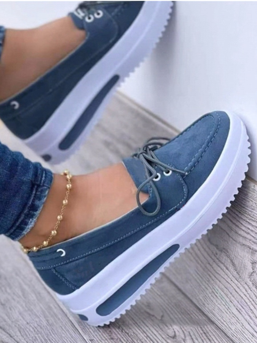 

LW Round Toe Platform Shoes, Blue