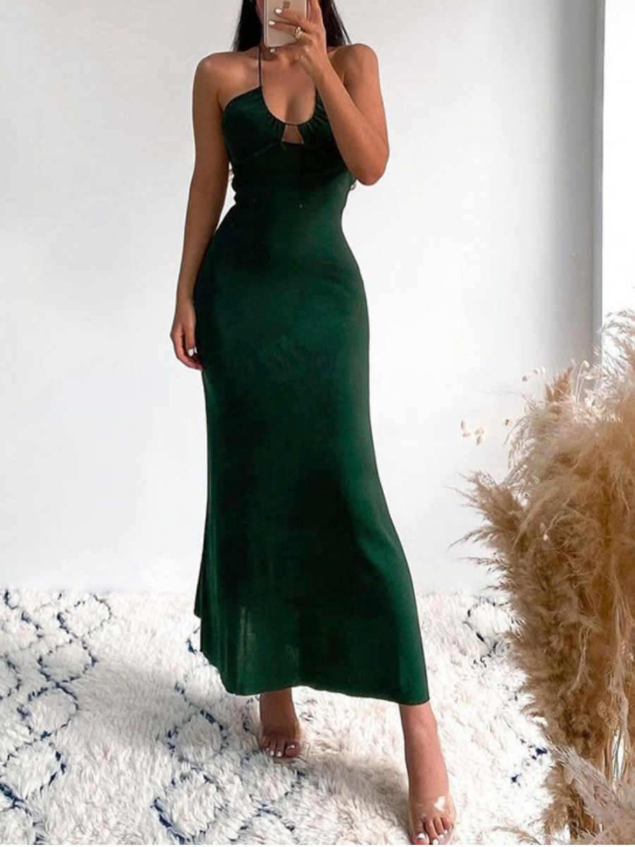 

LW Backless Bodycon Mermaid Dress, Dark green