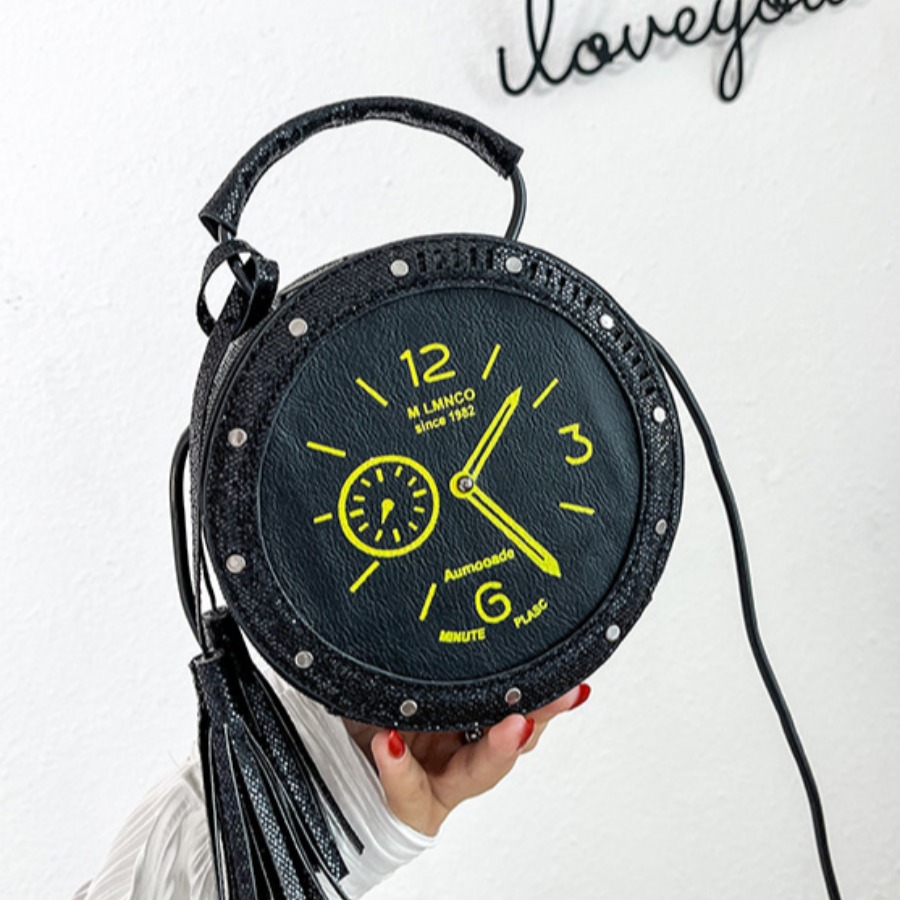 LW Clock Print Circular Messenger Bag