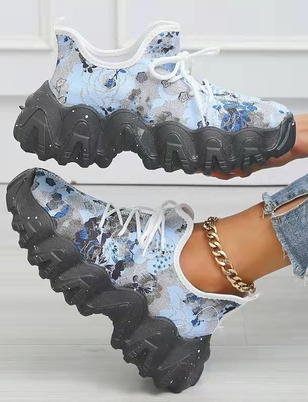 LW Mixed Print Chunky Sole Sneakers
