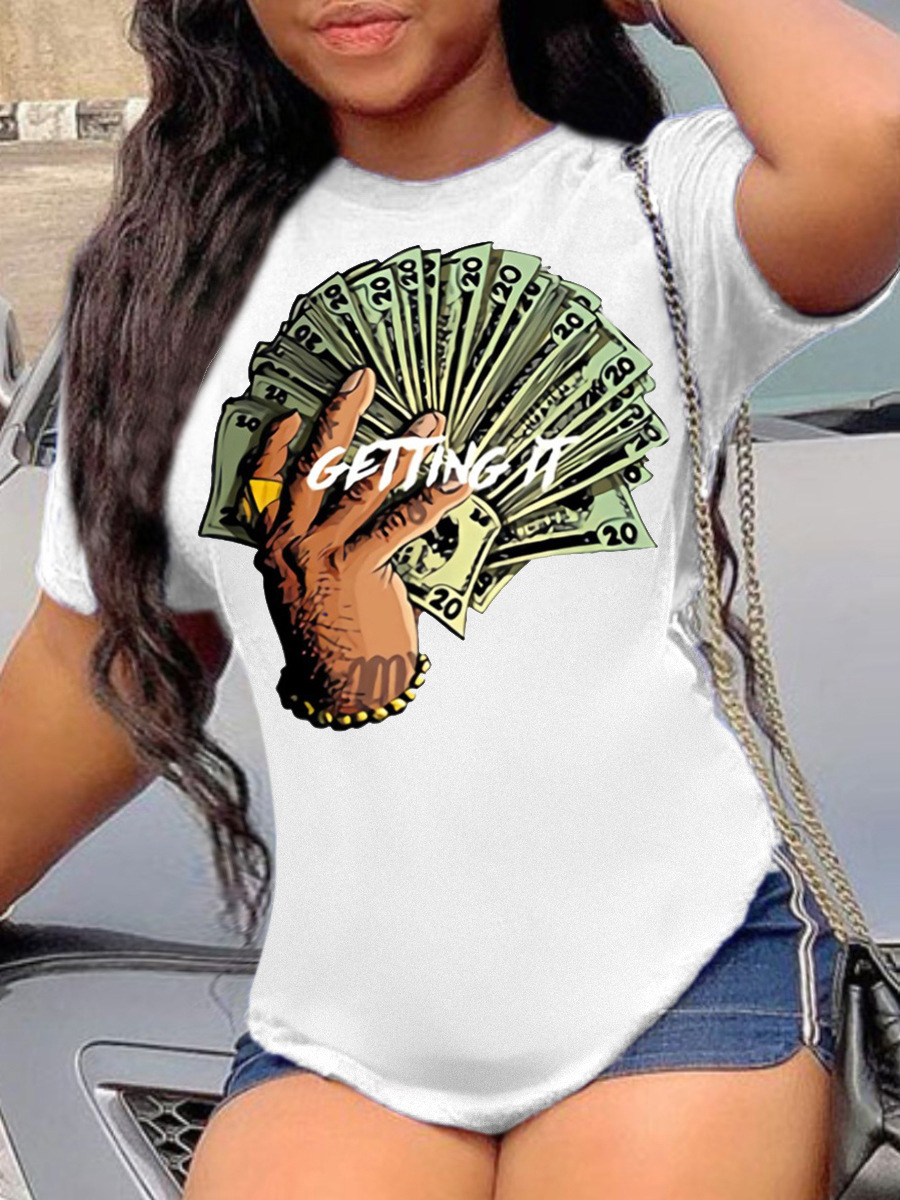 

LW Money Letter Print T-shirt, White