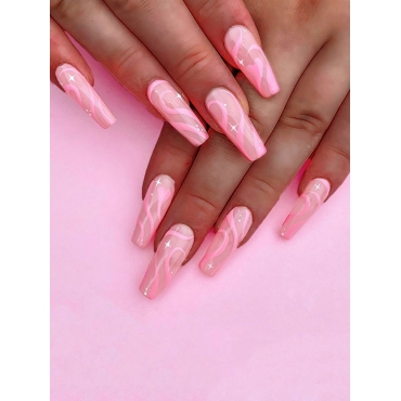 

LW 24-piece Beauty Long False Nails, Pink