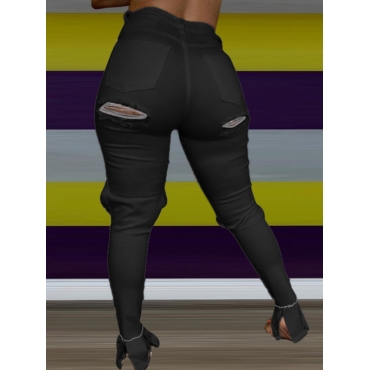 

LW Plus Size Street Hollow-out Black Jeans