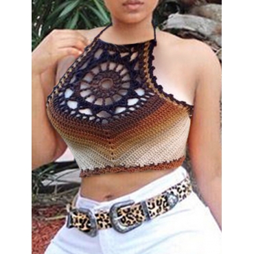 

LW Handmade Rib-Knit Backless Camisole, Brown