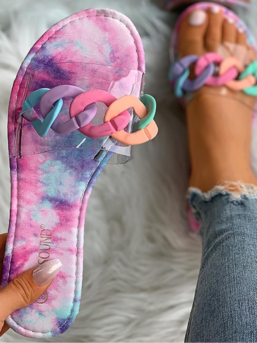LovelyWholesale Chain Decor Slides Summer Stylish Chains Spring Summer 2024