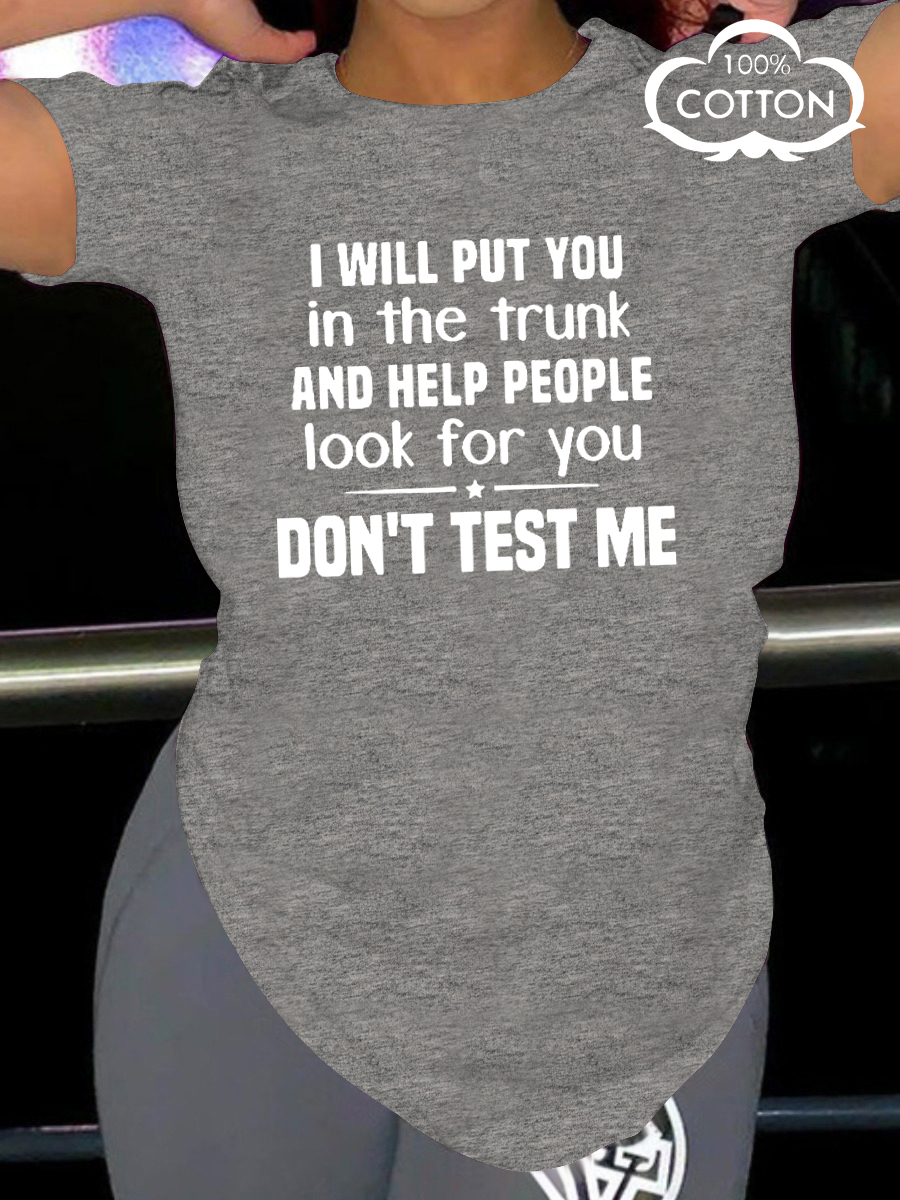 

LW COTTON Plus Size Star Letter Print T-shirt, Grey