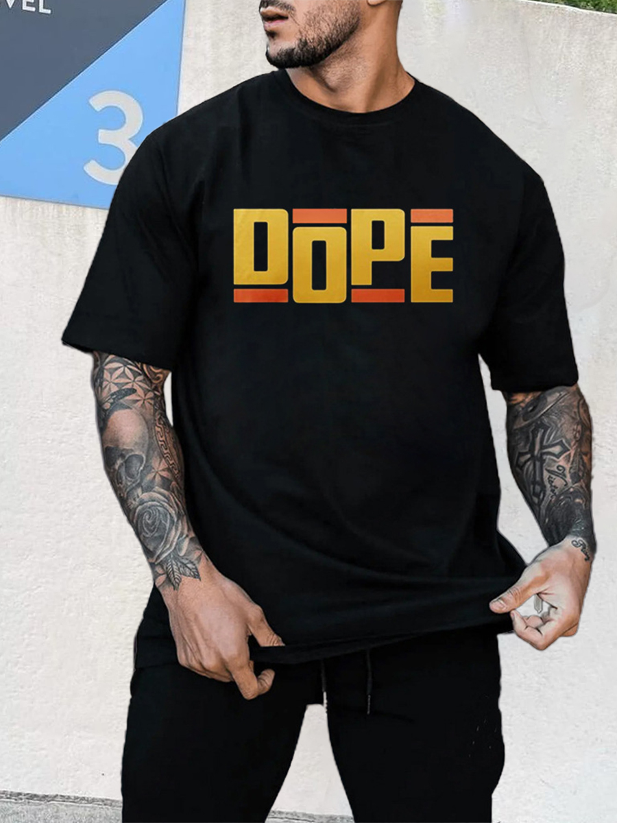 

LW Men Dope Letter Print T-shirt, Black