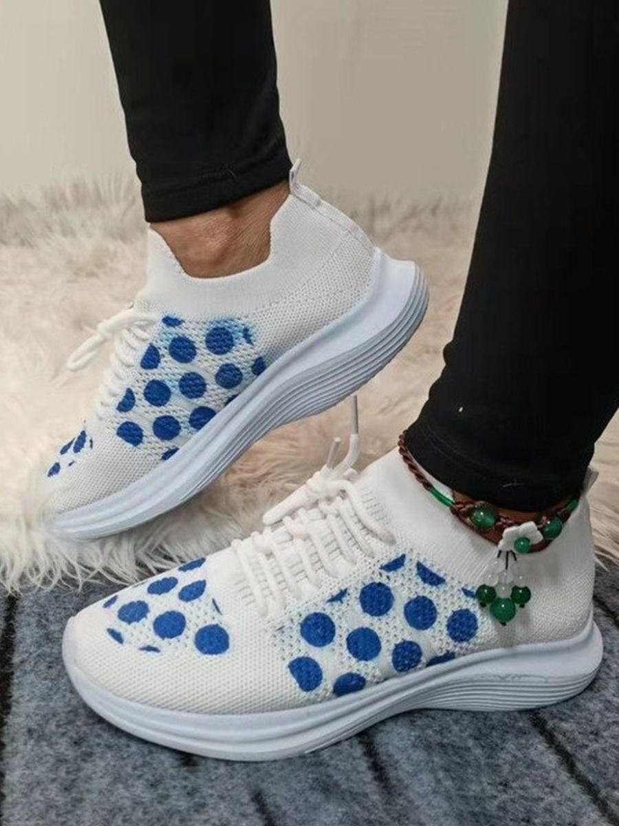 

LW Dot Print Breathable Sneakers, Skyblue