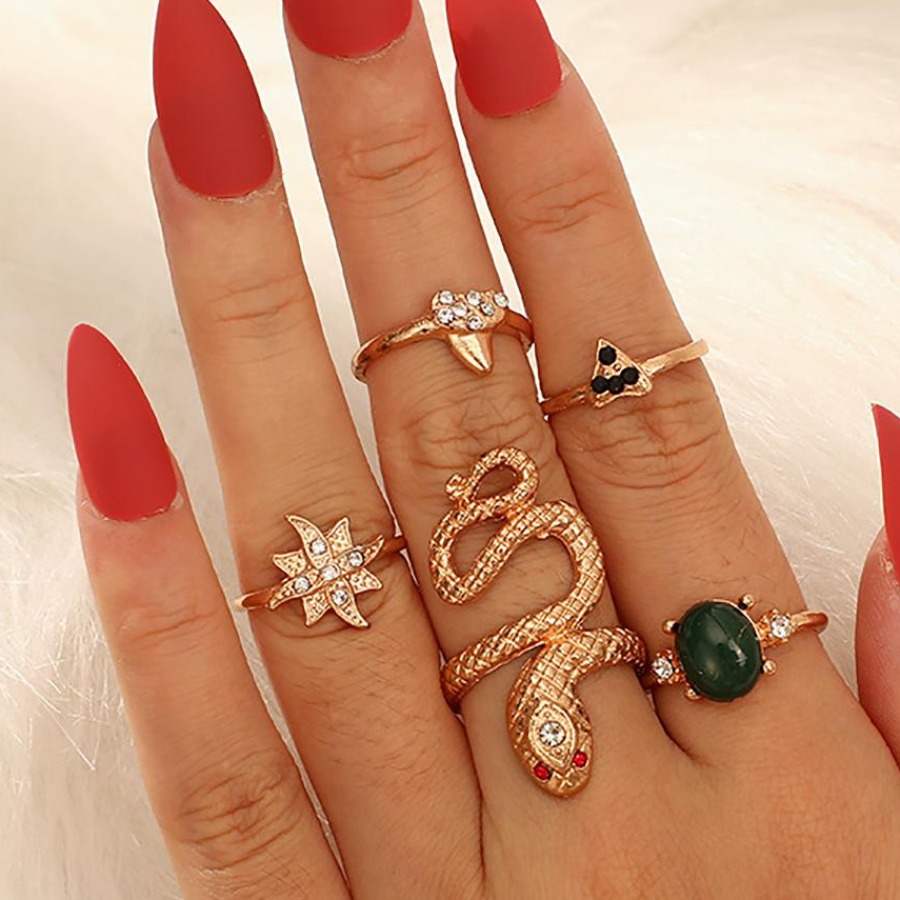 

LW 5-piece Snake Decor Ring, Gold