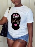 LW BASICS Masked Face Letter Print T-shirt