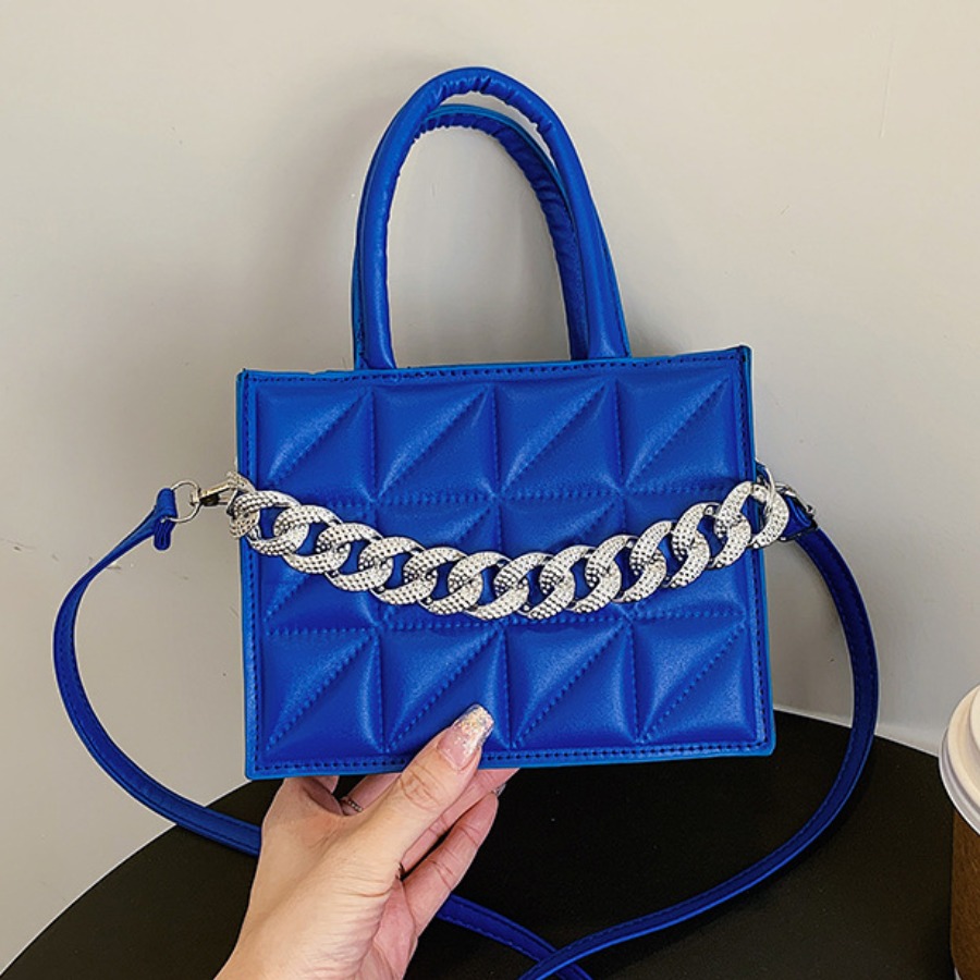

LW Chain Decor Rectangular Crossbody Bag, Blue