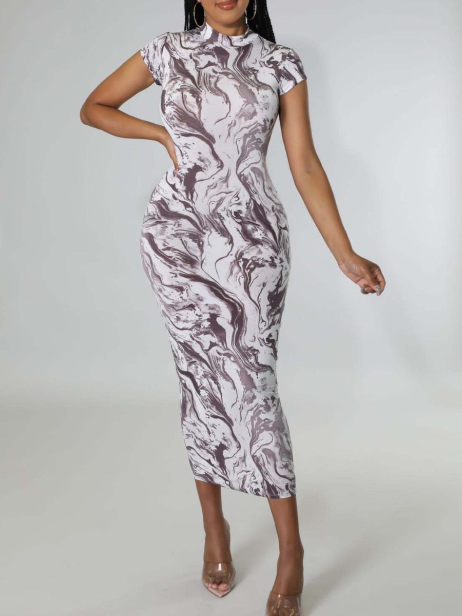 

LW Gradient Zipper Design Bodycon Dress, White