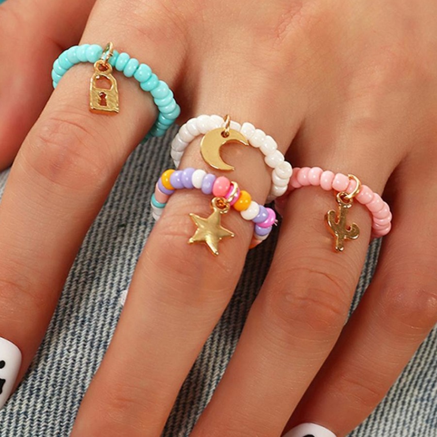 LW 4-piece Moon Star Decor Ring, Multi