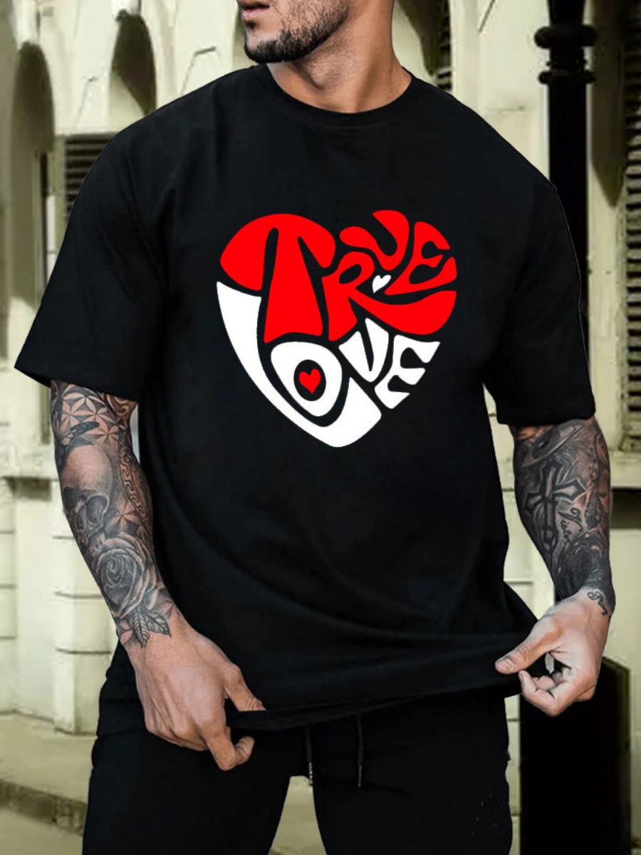 

LW Men True Love Letter Print T-shirt, Black