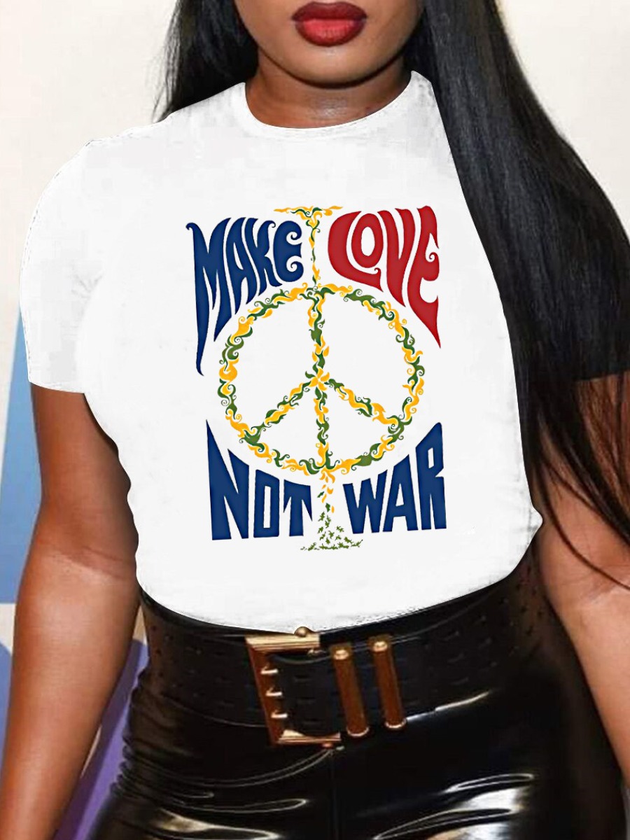 

LW Plus Size Love Letter Print T-shirt, White
