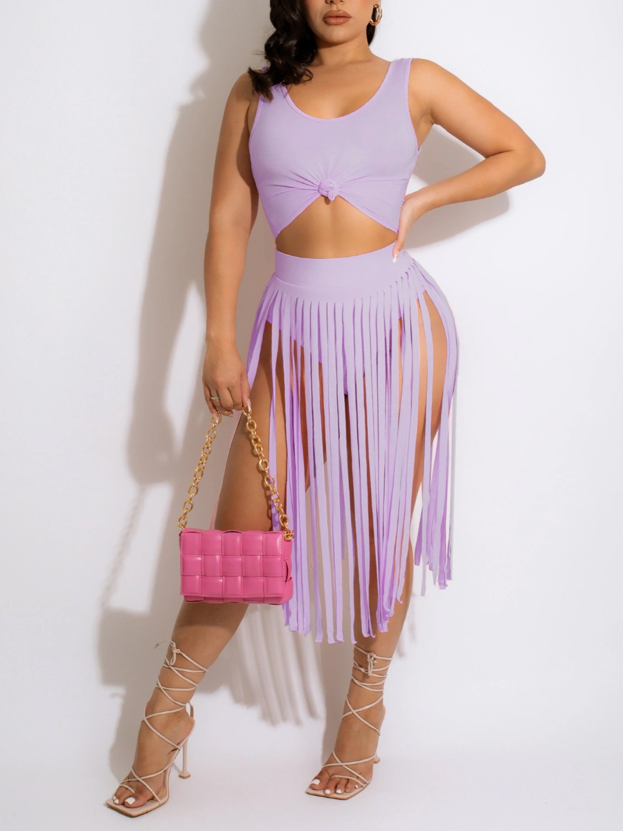 

LW SXY Cami Tassel Design Shorts Set, Purple