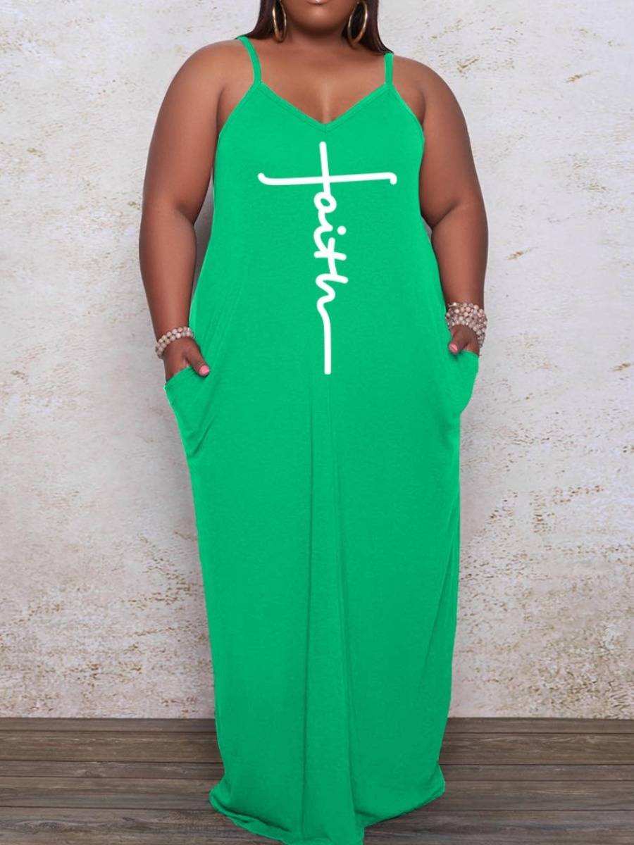 LW Plus Size Faith Letter Print Cami Dress