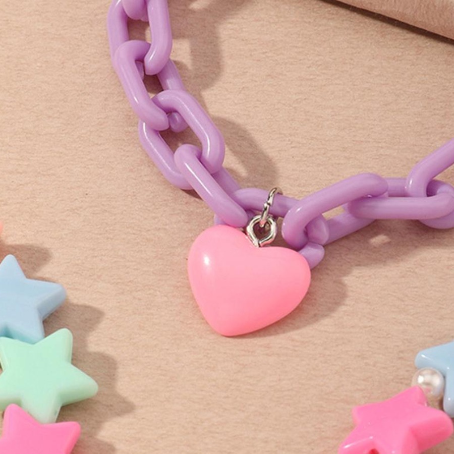 LW 3-piece Heart Star Chain Bracelet