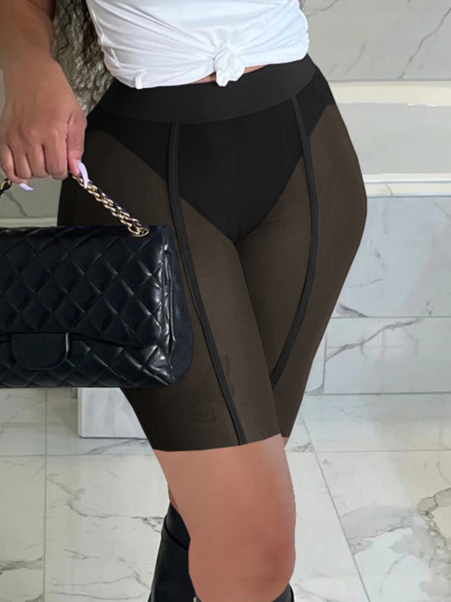 LovelyWholesale SXY See-through Skinny Stretchy Shorts Summer Sxy See Through Spring Summer 2024