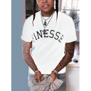 

LW Men Finesse Letter Print T-shirt, White