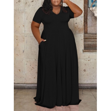 

LW Plus Size Pocket Design A Line Dress, Black