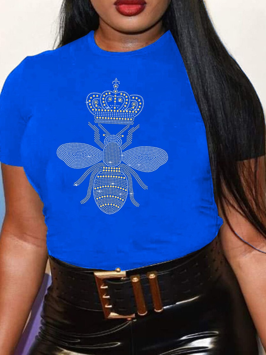 

LW Rhinestone Queen Bee T-shirt, Sapphir