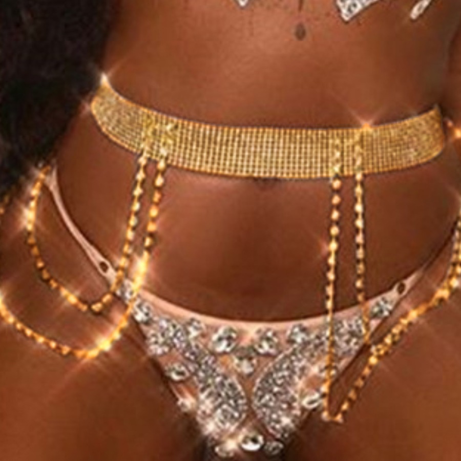 

LW Rhinestone Shinny Body Chain, Gold