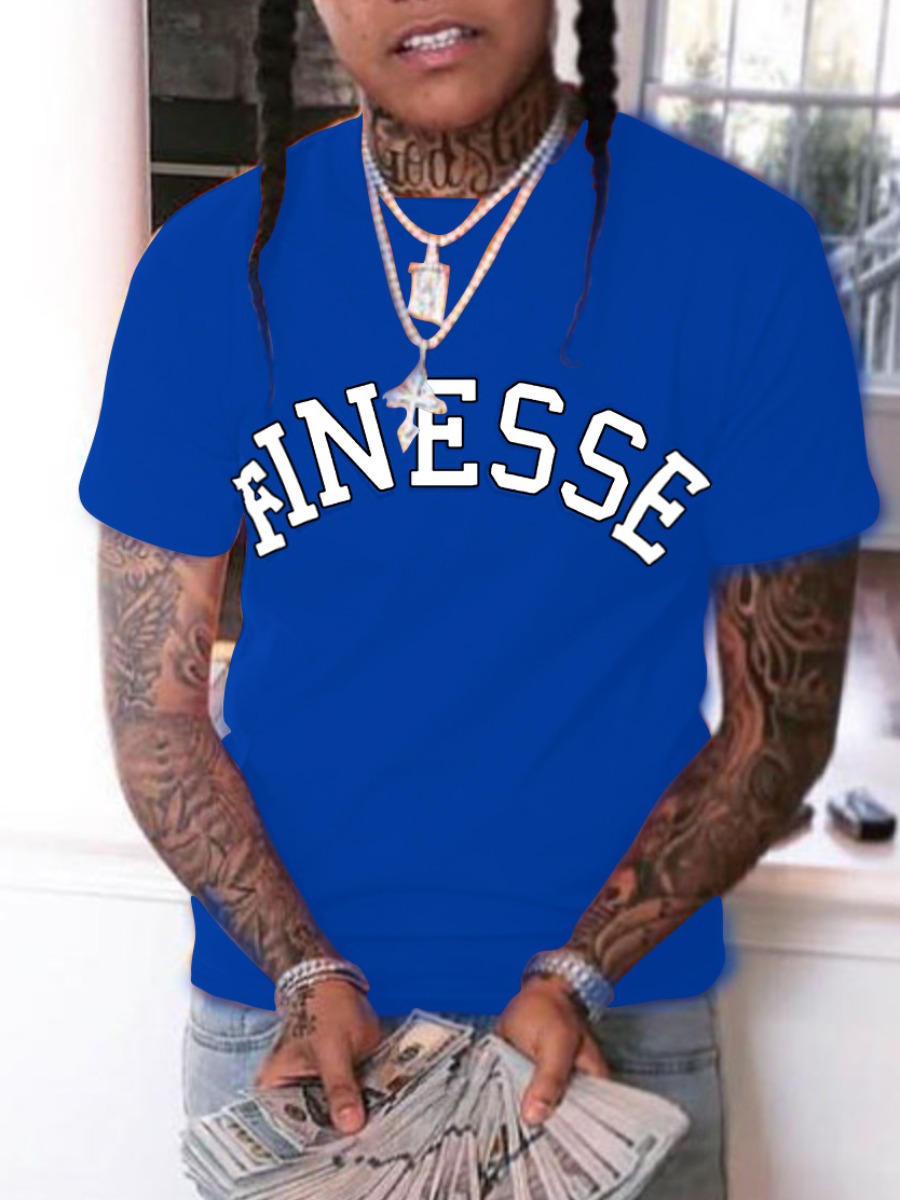 

LW Men Finesse Letter Print T-shirt, Royalblue