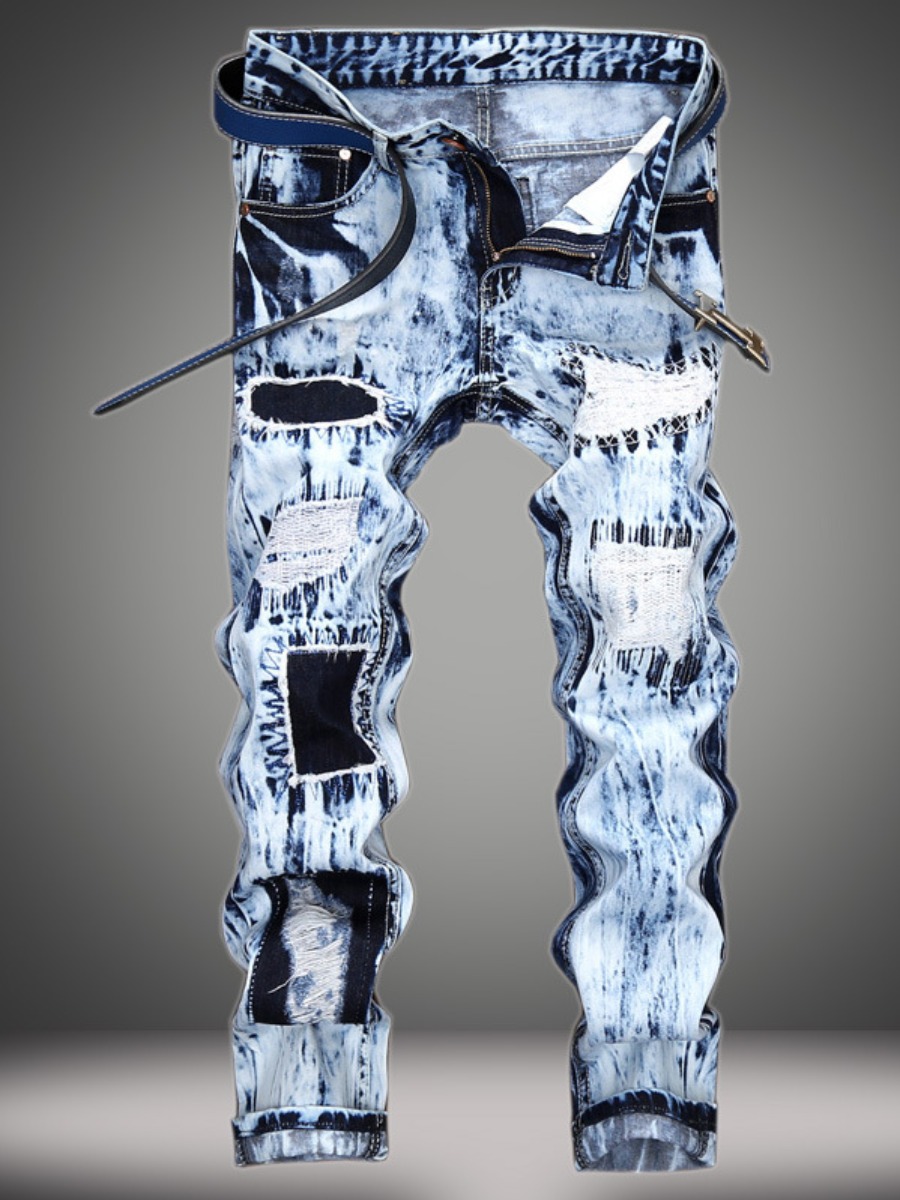 LW Men Tie-dye Ripped Jeans