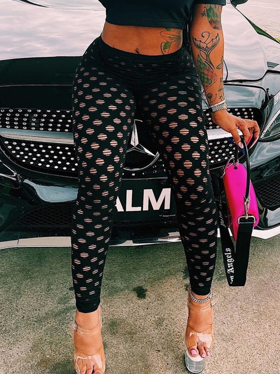 

LW Pierced Skinny Stretchy Pants, Black