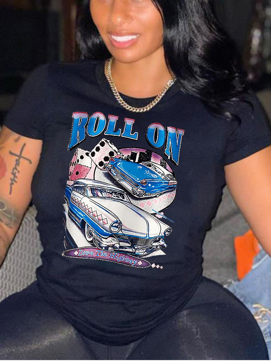LW Racing Car Letter Print T-shirt